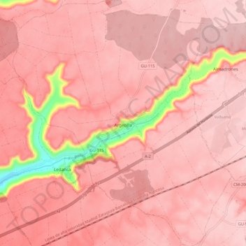 Carte topographique Argecilla, altitude, relief