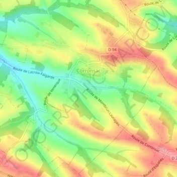 Carte topographique Corronsac, altitude, relief