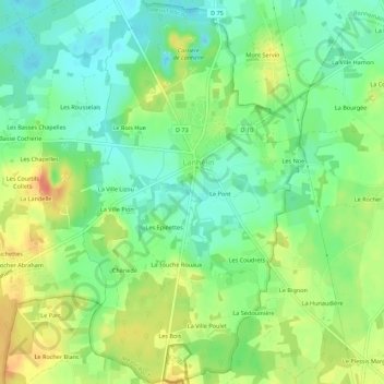 Carte topographique Lanhélin, altitude, relief