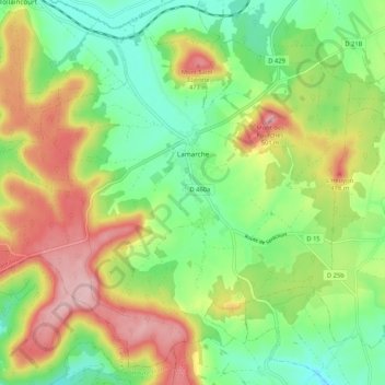 Carte topographique Lamarche, altitude, relief