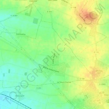 Carte topographique Clavette, altitude, relief