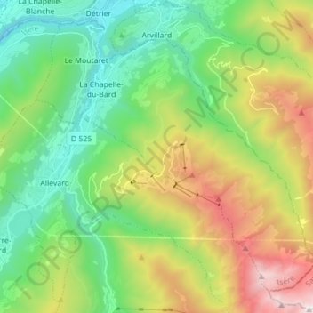 Carte topographique Arvillard, altitude, relief