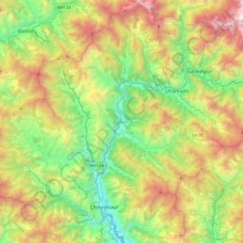 Carte topographique Dunda, altitude, relief