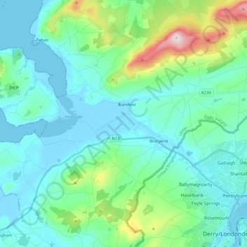 Carte topographique Burt, altitude, relief