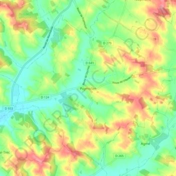 Carte topographique Puymiclan, altitude, relief