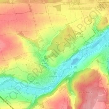 Carte topographique Oberriexingen, altitude, relief