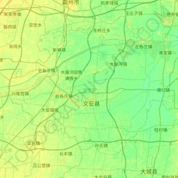 Carte topographique 文安县, altitude, relief