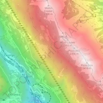 Carte topographique Anzonico, altitude, relief