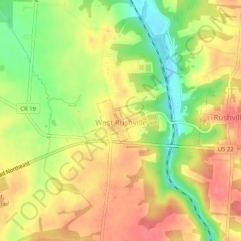 Carte topographique West Rushville, altitude, relief