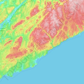 Carte topographique Saint Martins Parish, altitude, relief