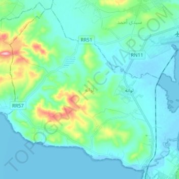 Carte topographique Louata, altitude, relief
