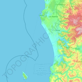Carte topographique Lebu, altitude, relief