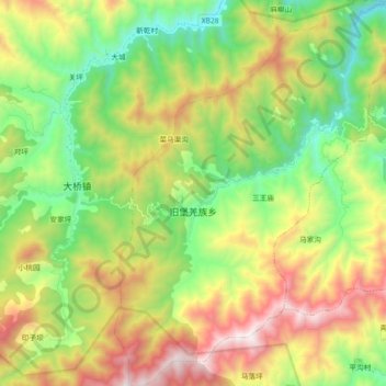 Carte topographique 旧堡羌族乡, altitude, relief