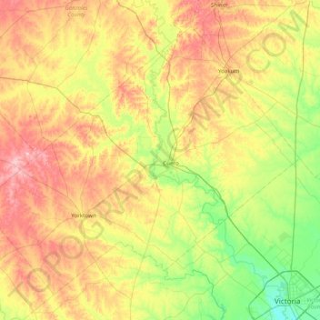 Carte topographique DeWitt County, altitude, relief