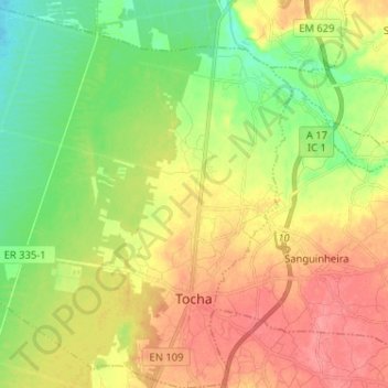 Carte topographique Tocha, altitude, relief