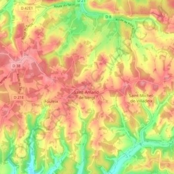 Carte topographique Saint-Amand-de-Vergt, altitude, relief
