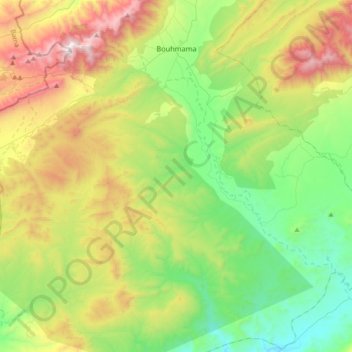 Carte topographique Bouhmama, altitude, relief