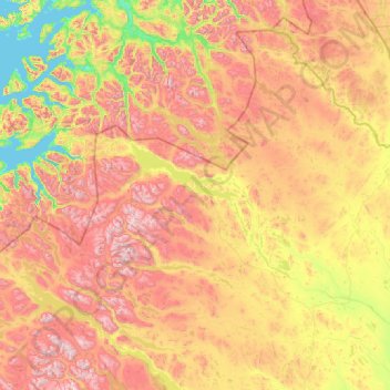 Carte topographique Kiruna kommun, altitude, relief