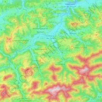 Carte topographique Gemeinde Kirchberg an der Pielach, altitude, relief