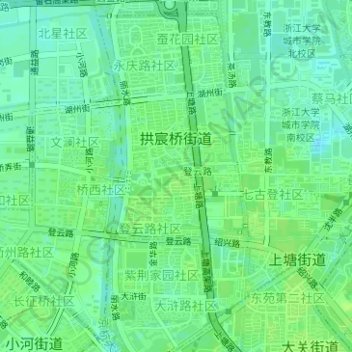 Carte topographique 拱宸桥街道, altitude, relief