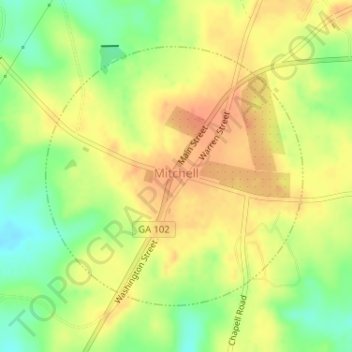 Carte topographique Mitchell, altitude, relief