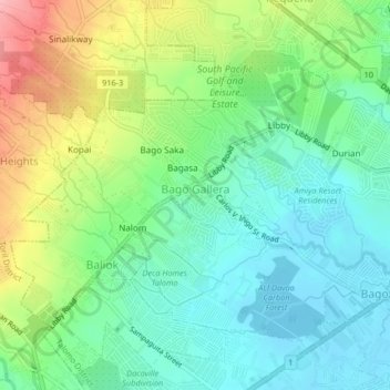 Carte topographique Bago Gallera, altitude, relief
