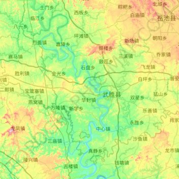 Carte topographique 武胜县, altitude, relief