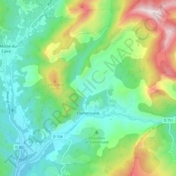 Carte topographique Clamensane, altitude, relief