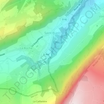 Carte topographique Saint-Bueil, altitude, relief