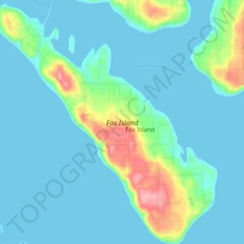 Carte topographique Fox Island, altitude, relief