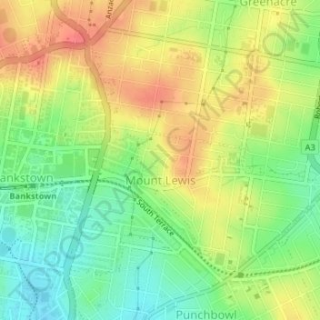 Carte topographique Mount Lewis, altitude, relief