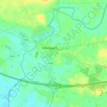 Carte topographique Kilbeggan, altitude, relief
