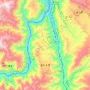 Carte topographique 拖布卡镇, altitude, relief