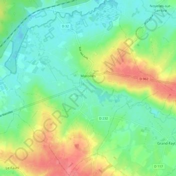 Carte topographique Maroilles, altitude, relief