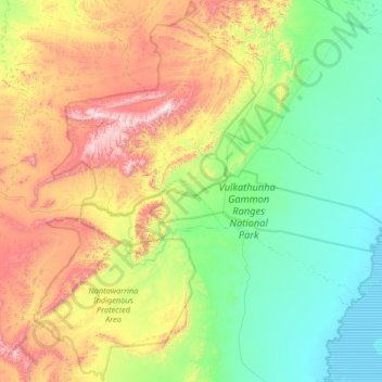 Carte topographique Gammon Ranges, altitude, relief