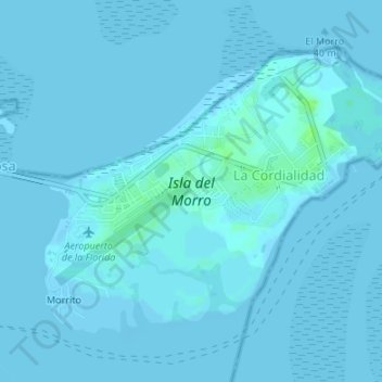 Carte topographique Isla del Morro, altitude, relief