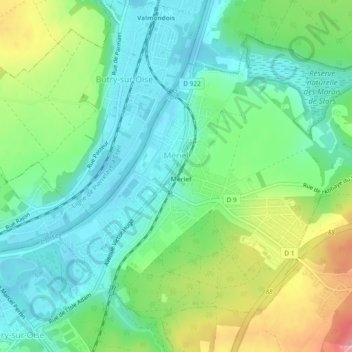 Carte topographique Mériel, altitude, relief
