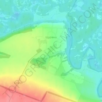 Carte topographique Щуровка, altitude, relief