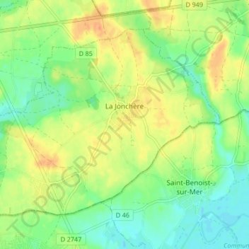 Carte topographique La Jonchère, altitude, relief