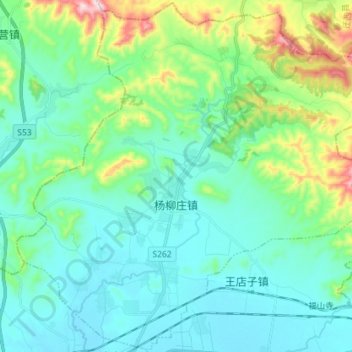 Carte topographique 杨柳庄镇, altitude, relief