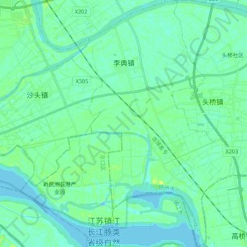 Carte topographique 李典镇, altitude, relief