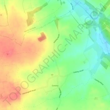 Carte topographique Gateley, altitude, relief