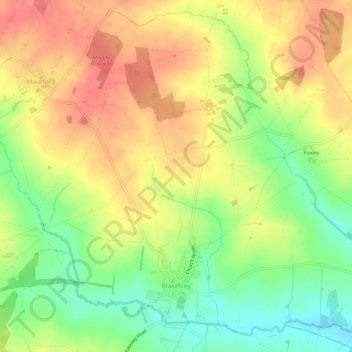 Carte topographique Blakesley, altitude, relief