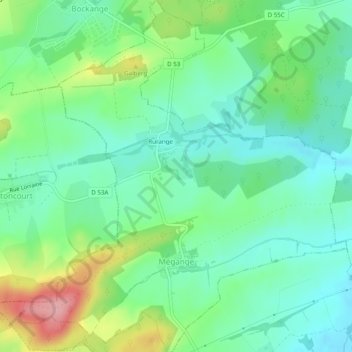 Carte topographique Mengen, altitude, relief