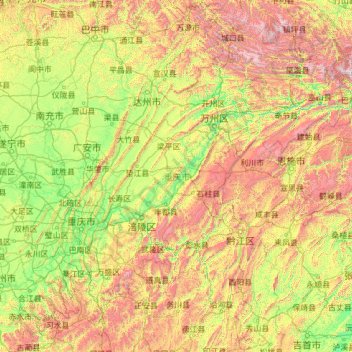 Carte topographique 重庆市, altitude, relief