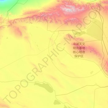 Carte topographique 冷湖镇, altitude, relief