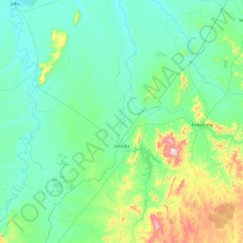 Carte topographique Janaúba, altitude, relief