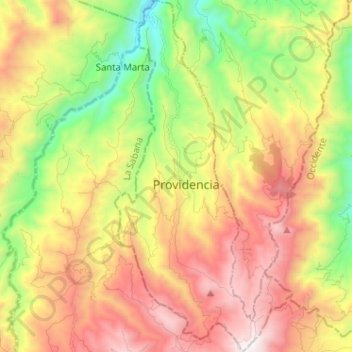 Carte topographique Providencia, altitude, relief