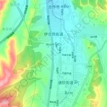 Carte topographique 伊合昂街道, altitude, relief