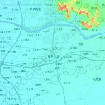 Carte topographique 彭集街道, altitude, relief